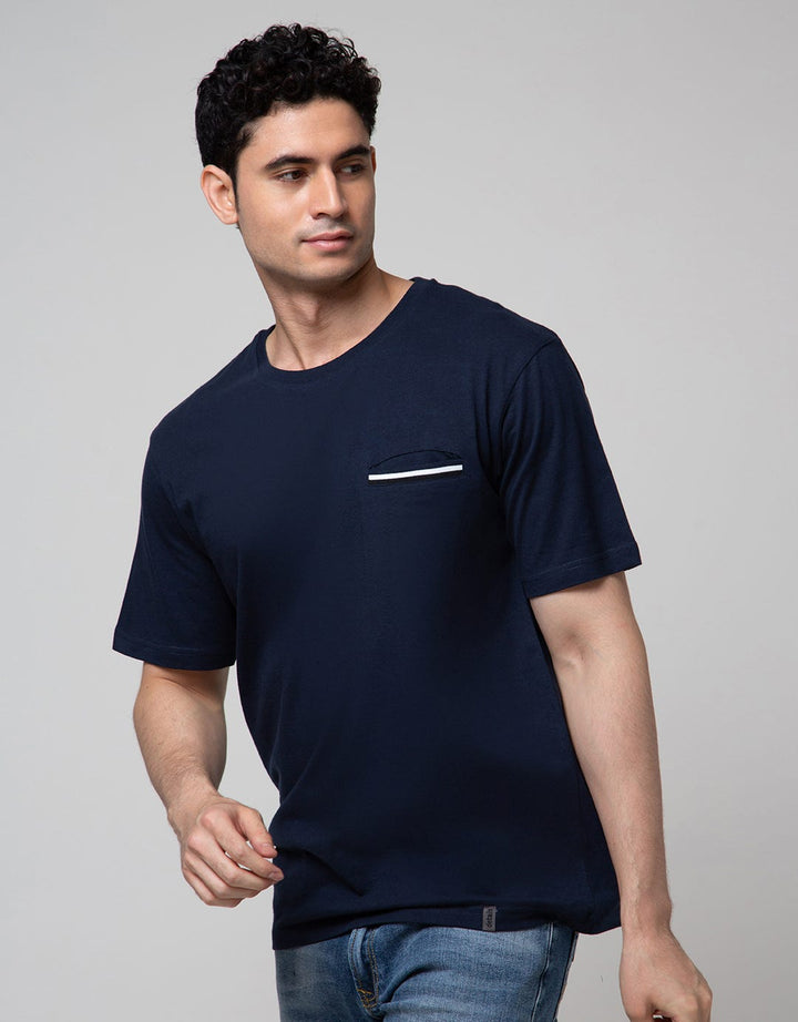 Details Short Sleeve T-Shirt Solid Manset At Pocket