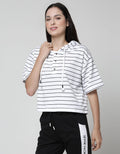 Nevada Hoodie Stripe Sweater Pendek Wanita