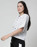 Nevada Hoodie Stripe Sweater Pendek Wanita