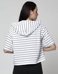 Nevada Hoodie Stripe Sweater Pendek Wanita