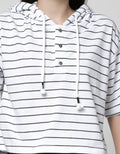 Nevada Hoodie Stripe Sweater Pendek Wanita