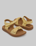 Little M Ankle Strap Pladi Motif Sandals Girls