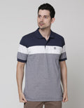 Cole Short Sleeve Polo Shirt Stripe Chest Textured