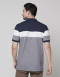 Cole Short Sleeve Polo Shirt Stripe Chest Textured