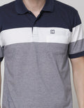 Cole Short Sleeve Polo Shirt Stripe Chest Textured