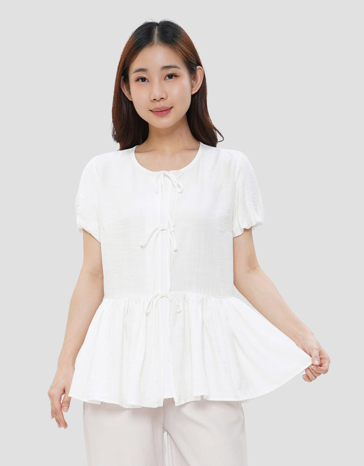 SUKO PEPLUM FRONT TIE BLOUSE WANITA