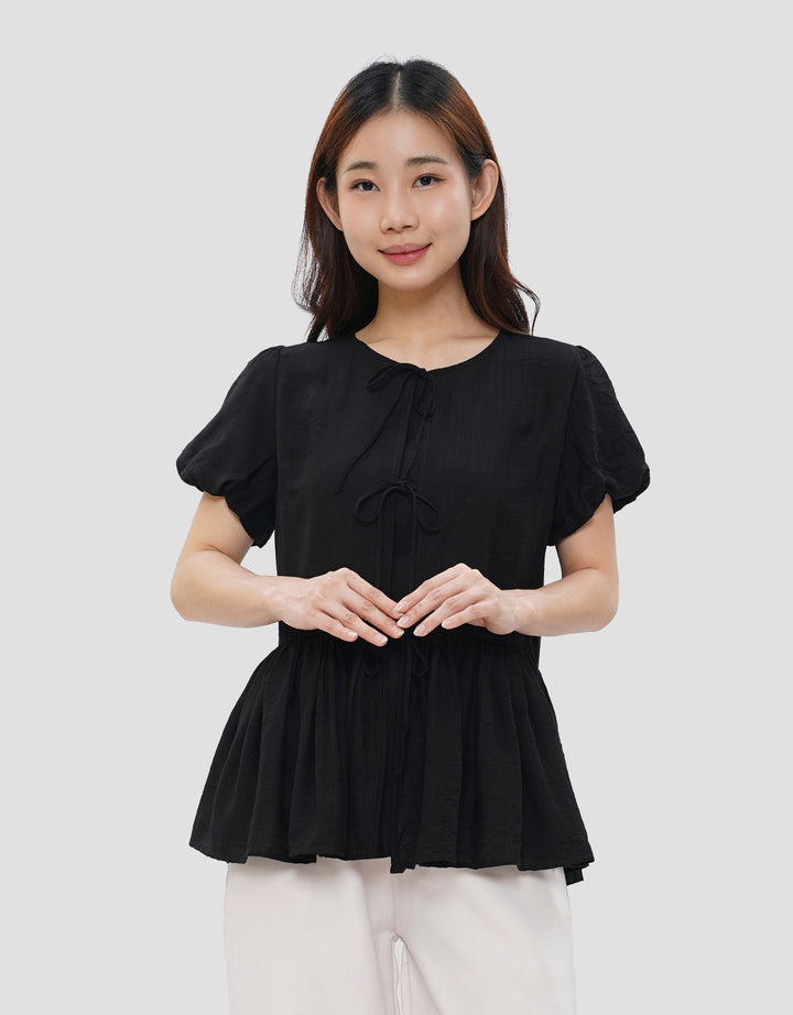 SUKO PEPLUM FRONT TIE BLOUSE WANITA