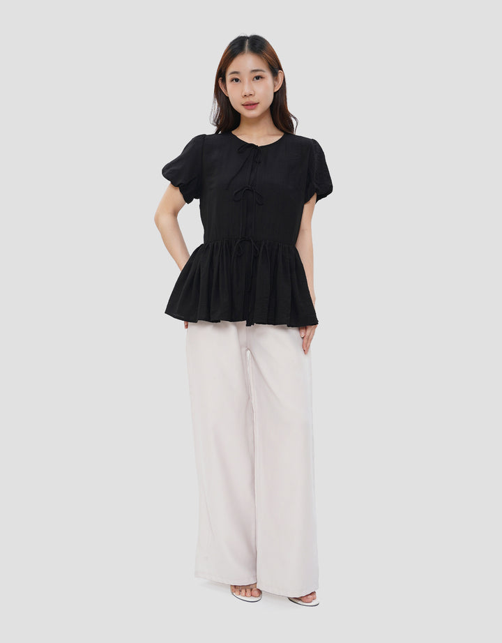 SUKO PEPLUM FRONT TIE BLOUSE WANITA