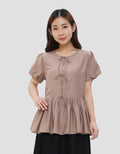 SUKO PEPLUM FRONT TIE BLOUSE WANITA