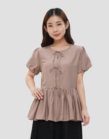 SUKO PEPLUM FRONT TIE BLOUSE WANITA