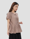 SUKO PEPLUM FRONT TIE BLOUSE WANITA