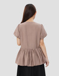 SUKO PEPLUM FRONT TIE BLOUSE WANITA