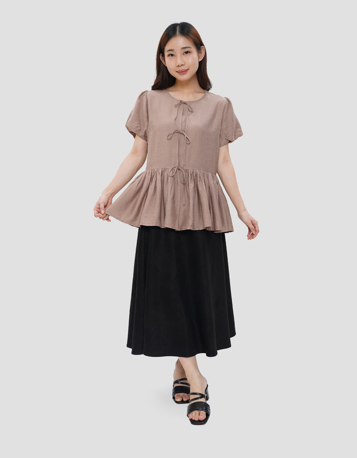 SUKO PEPLUM FRONT TIE BLOUSE WANITA