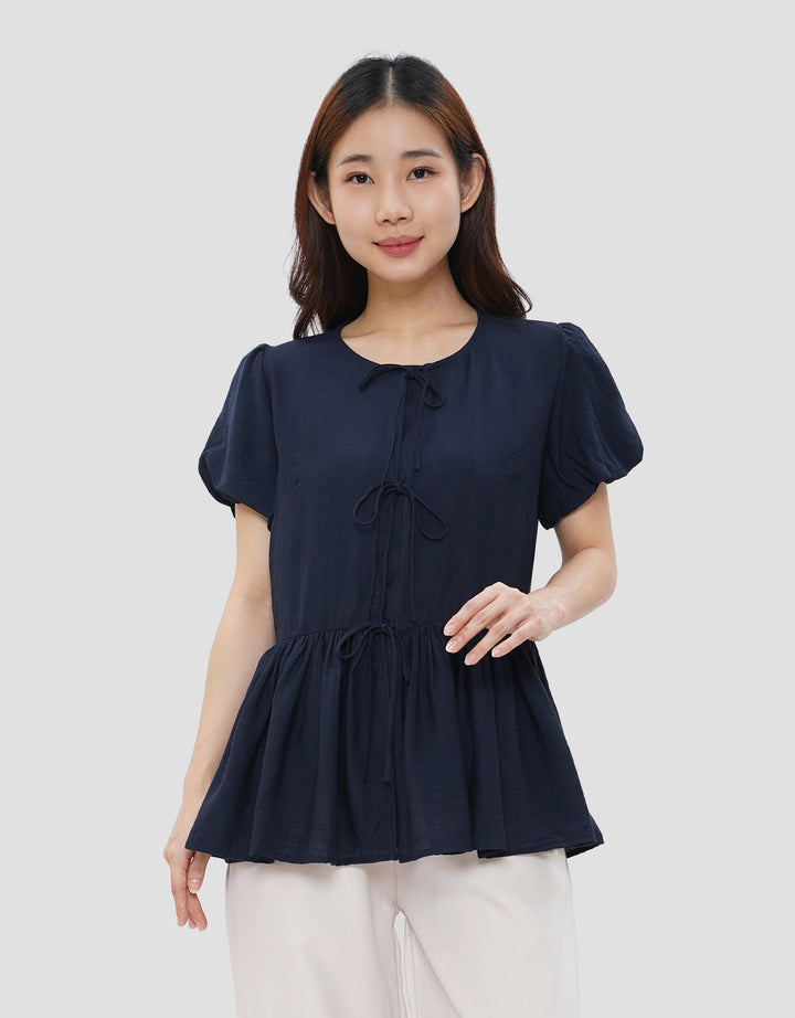 SUKO PEPLUM FRONT TIE BLOUSE WANITA