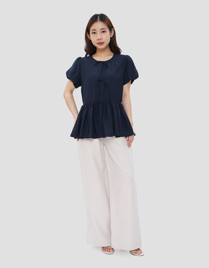 SUKO PEPLUM FRONT TIE BLOUSE WANITA