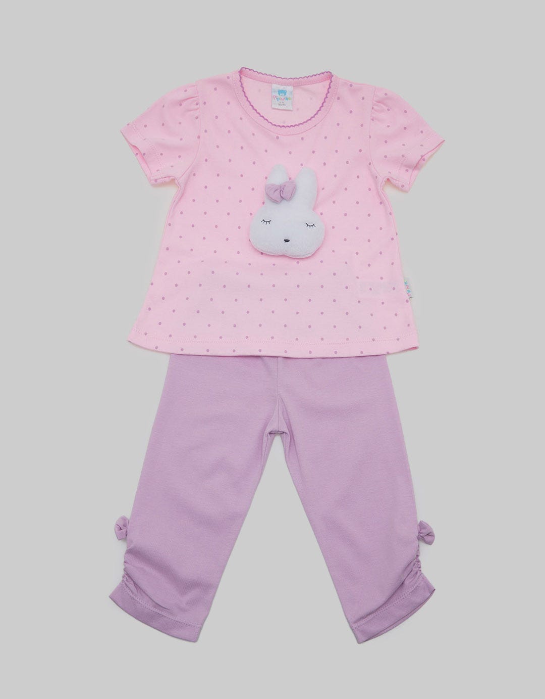Pipiniko Girls Set Print Dots Bunny Puff