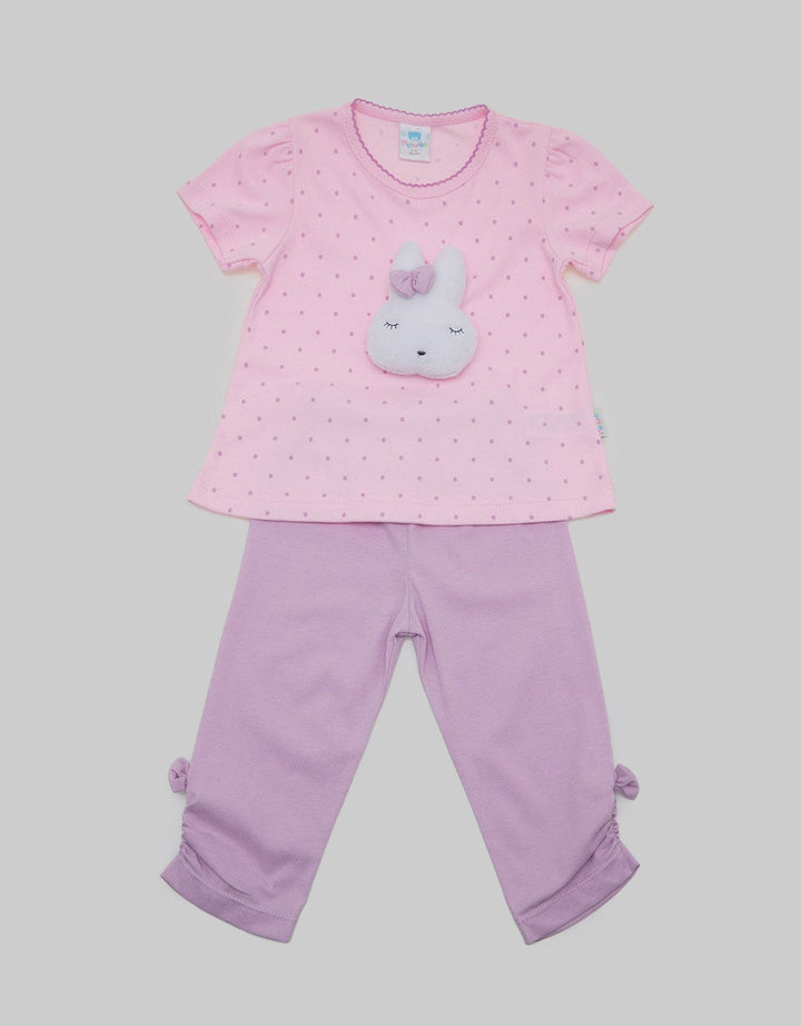 Pipiniko Girls Set Print Dots Bunny Puff