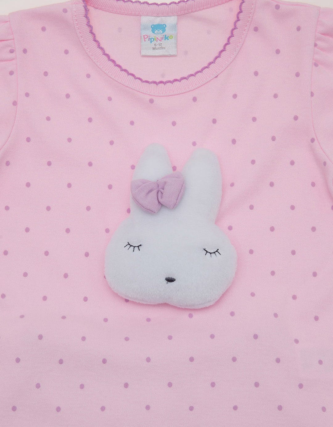 Pipiniko Girls Set Print Dots Bunny Puff