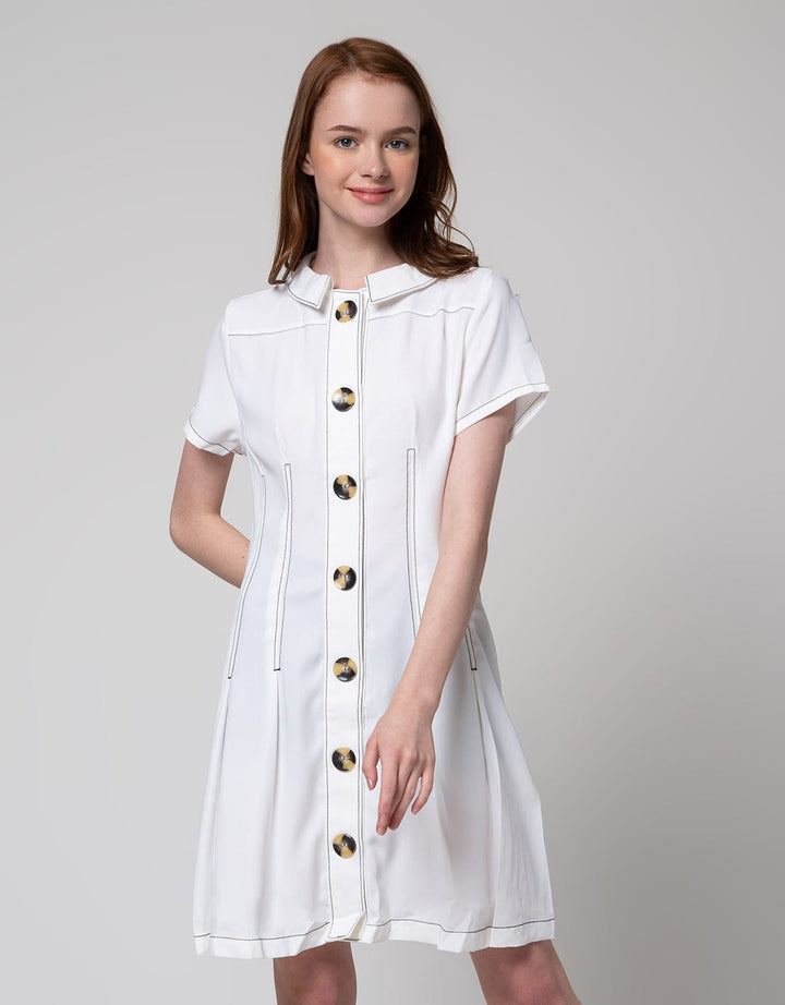 Edition Contrast Stitch Pleated Dress