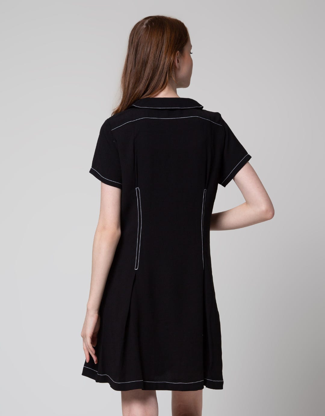 Edition Contrast Stitch Pleated Dress