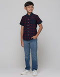 Cardinal Junior Plaid Short Kemeja Anak Laki-Laki
