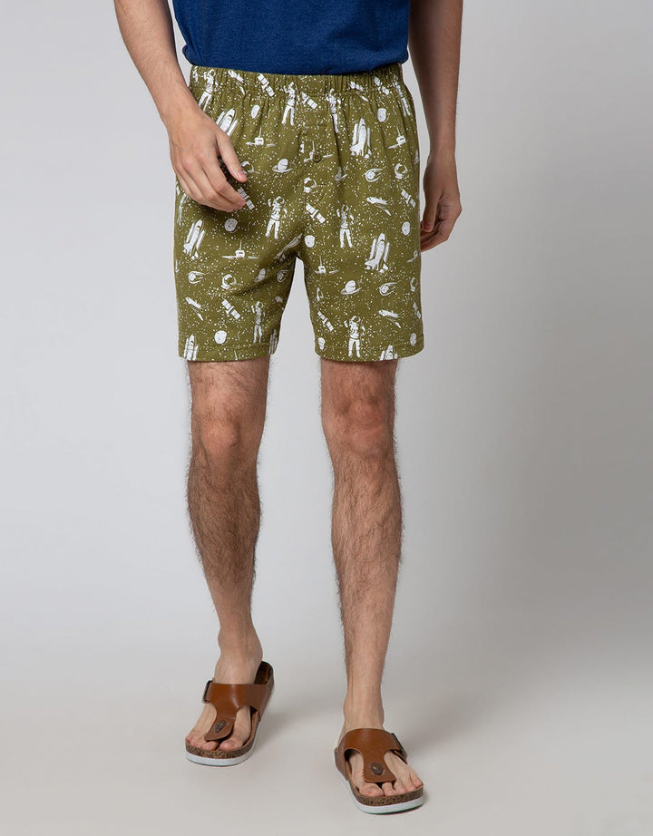 Cole Boxer Knit Print Space Christmas Green