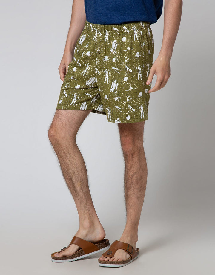 Cole Boxer Knit Print Space Christmas Green