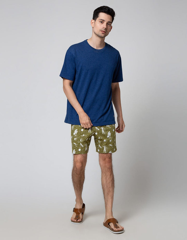 Cole Boxer Knit Print Space Christmas Green