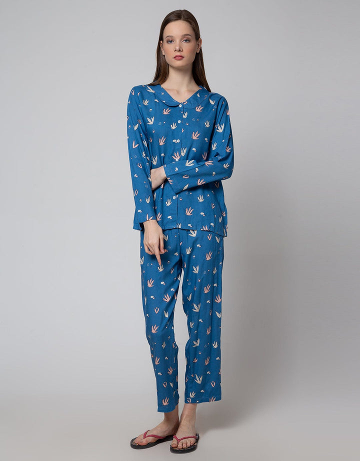 Nevada Long Sleeve Pyjama Pants Sharp Leaves