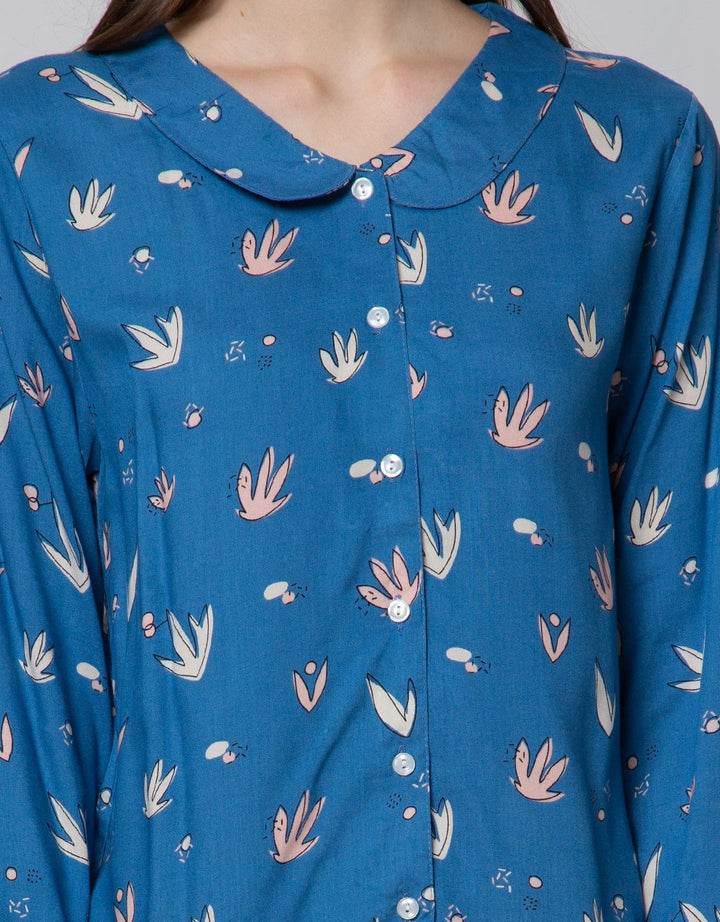 Nevada Long Sleeve Pyjama Pants Sharp Leaves