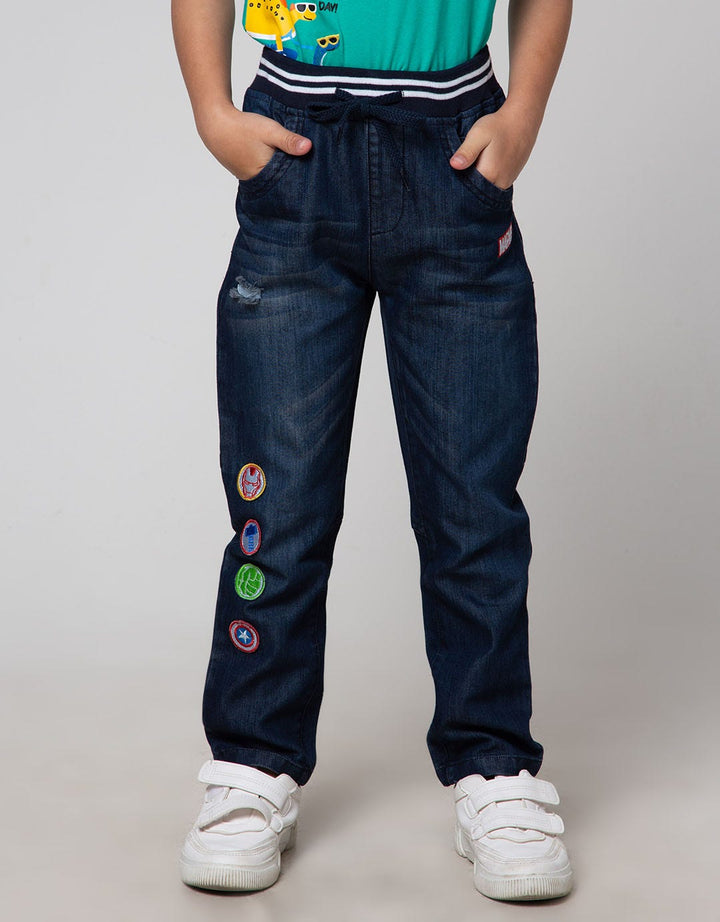 Marvel Embroidered Denim Long Pants