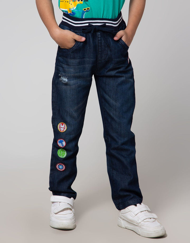 Marvel Embroidered Denim Long Pants