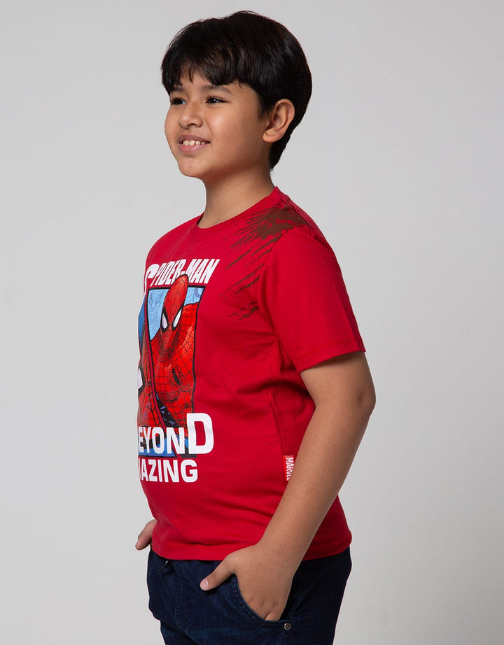 Marvel Short Sleeve T-Shirt Print Spiderman Beyond Amazing Scratch