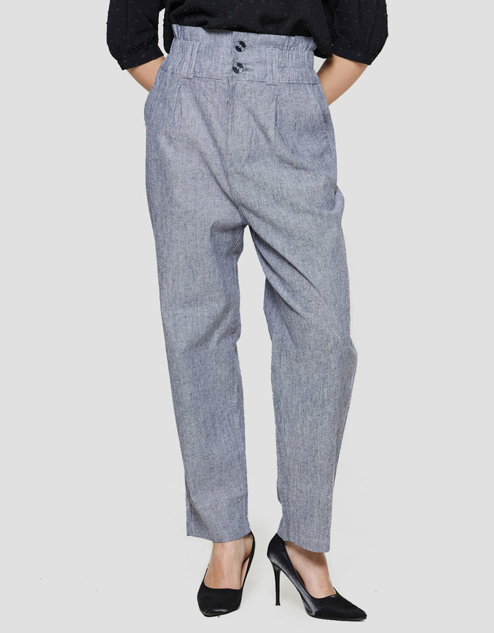 Details Women's High Waist Fit Paper Bag Long Pants
