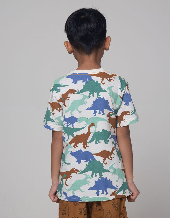 Little M Dino Print Kaos Anak Laki-laki