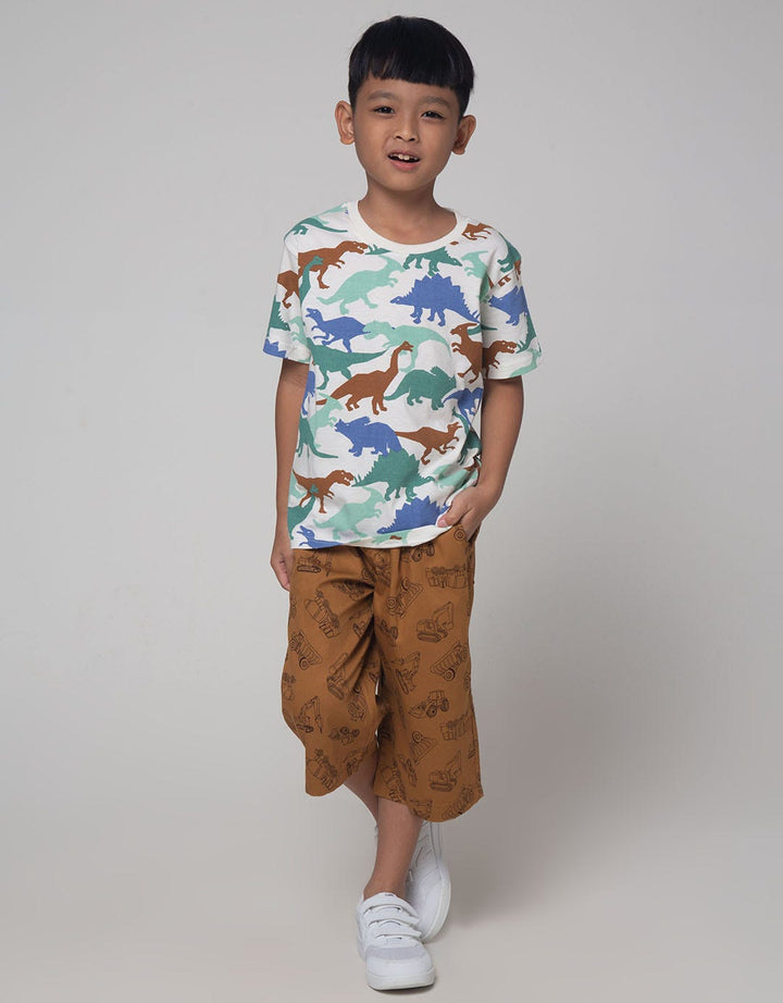 Little M Dino Print Kaos Anak Laki-laki