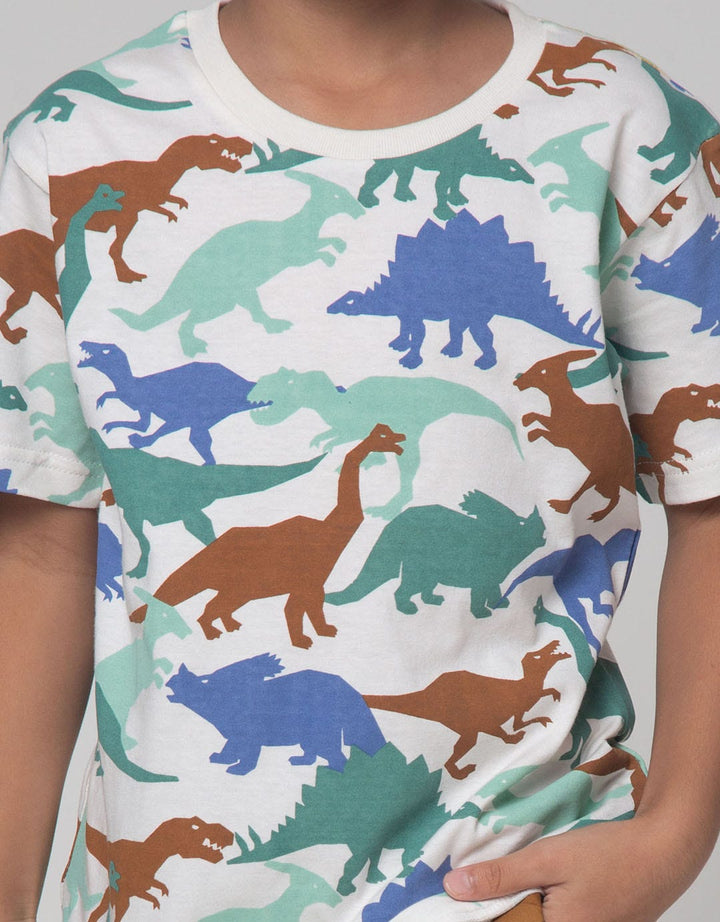 Little M Dino Print Kaos Anak Laki-laki