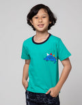 Little M Short Sleeve T-Shirt Print Dino Bordir Aplikasi Cucuk Belakang