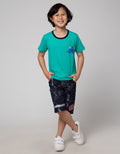 Little M Short Sleeve T-Shirt Print Dino Bordir Aplikasi Cucuk Belakang