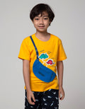 Little M Short Sleeve T-Shirt Print Dino Aplikasi Zipper Double Rib