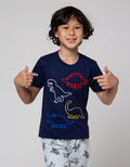 Little M Short Sleeve T-Shirt Print Aplikasi Dino Outline Slub