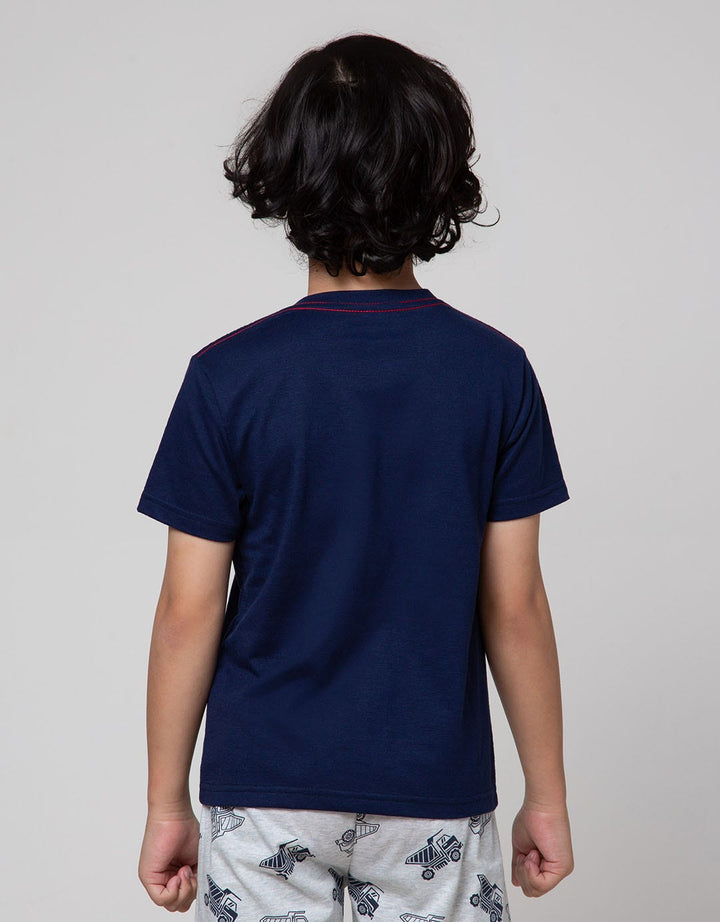 Little M Short Sleeve T-Shirt Print Aplikasi Dino Outline Slub