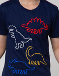 Little M Short Sleeve T-Shirt Print Aplikasi Dino Outline Slub