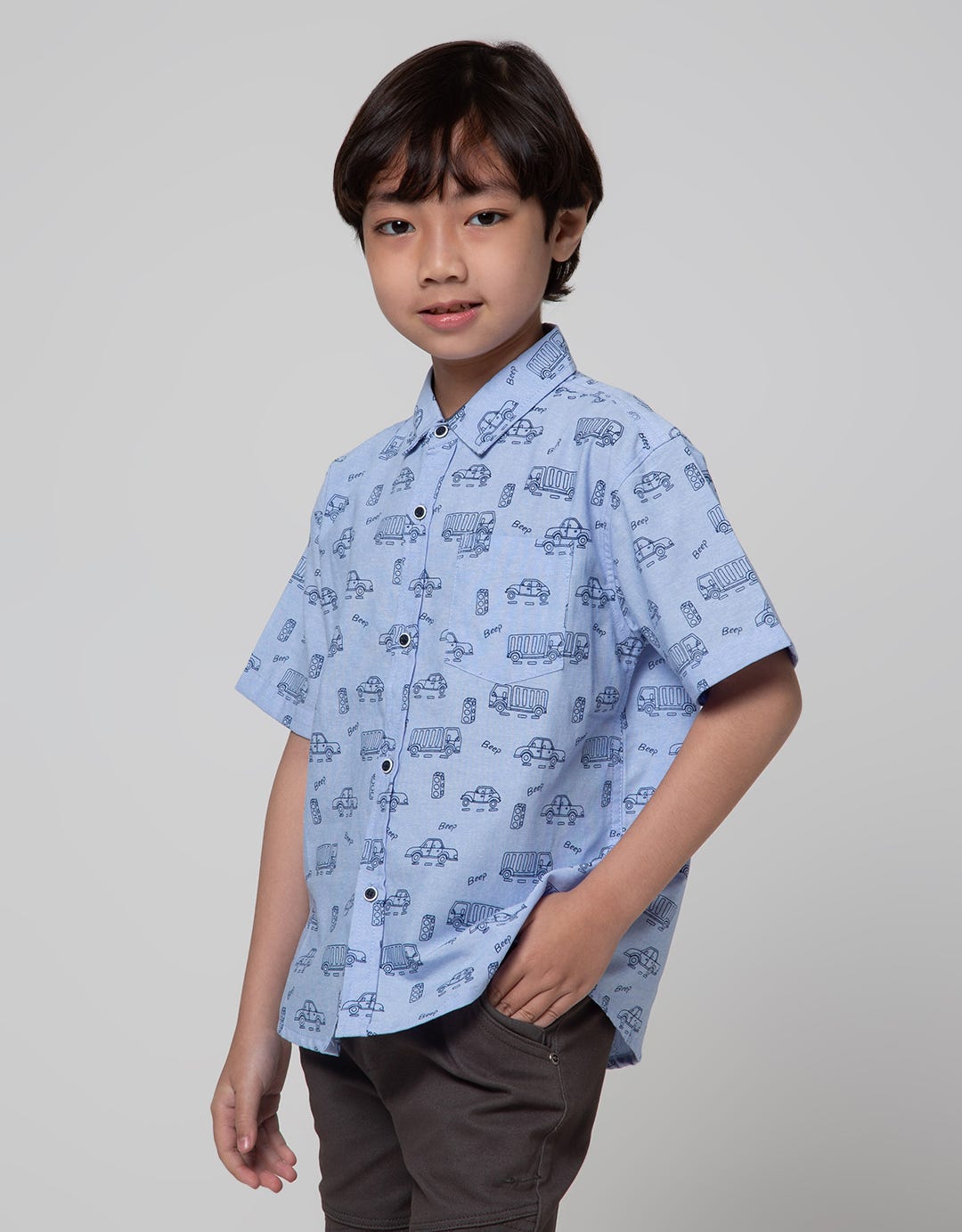 Little M Car Oxford Kemeja Anak Laki-laki