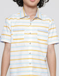 Little M Stripe Print Kemeja Anak Laki-laki