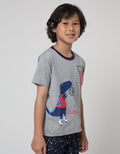 Little M Short Sleeve T-Shirt Dino Basket Cucuk Belakang