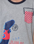 Little M Short Sleeve T-Shirt Dino Basket Cucuk Belakang