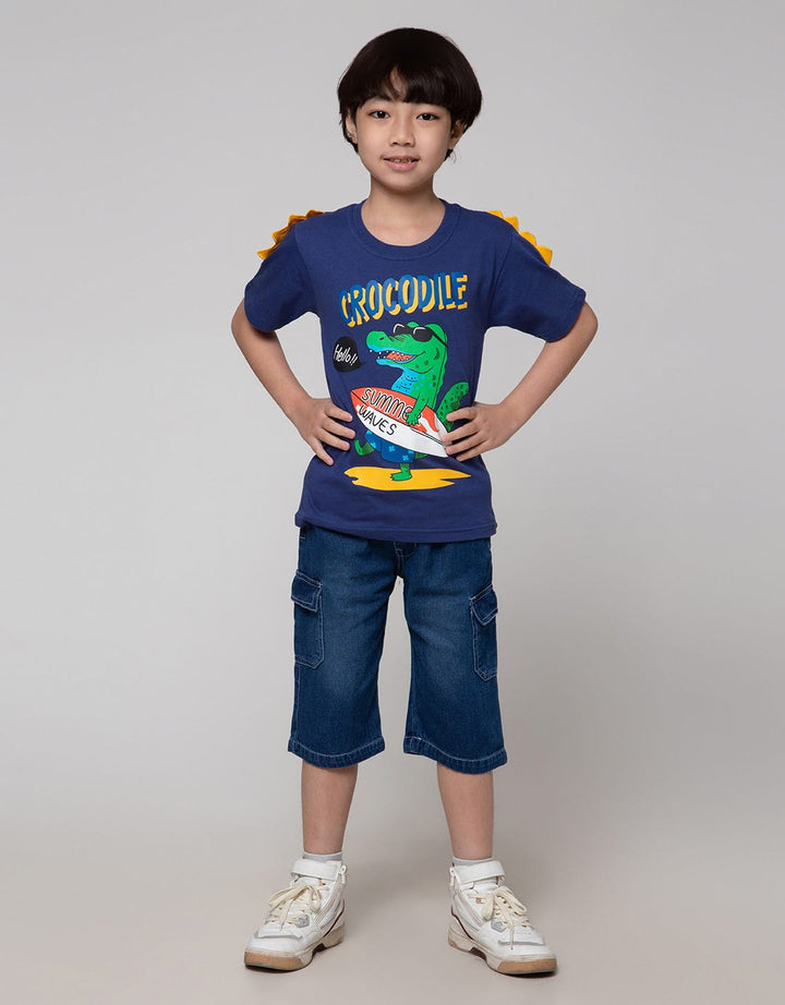 Little M Short Sleeve T-Shirt Print Croco Surf Aplikasi