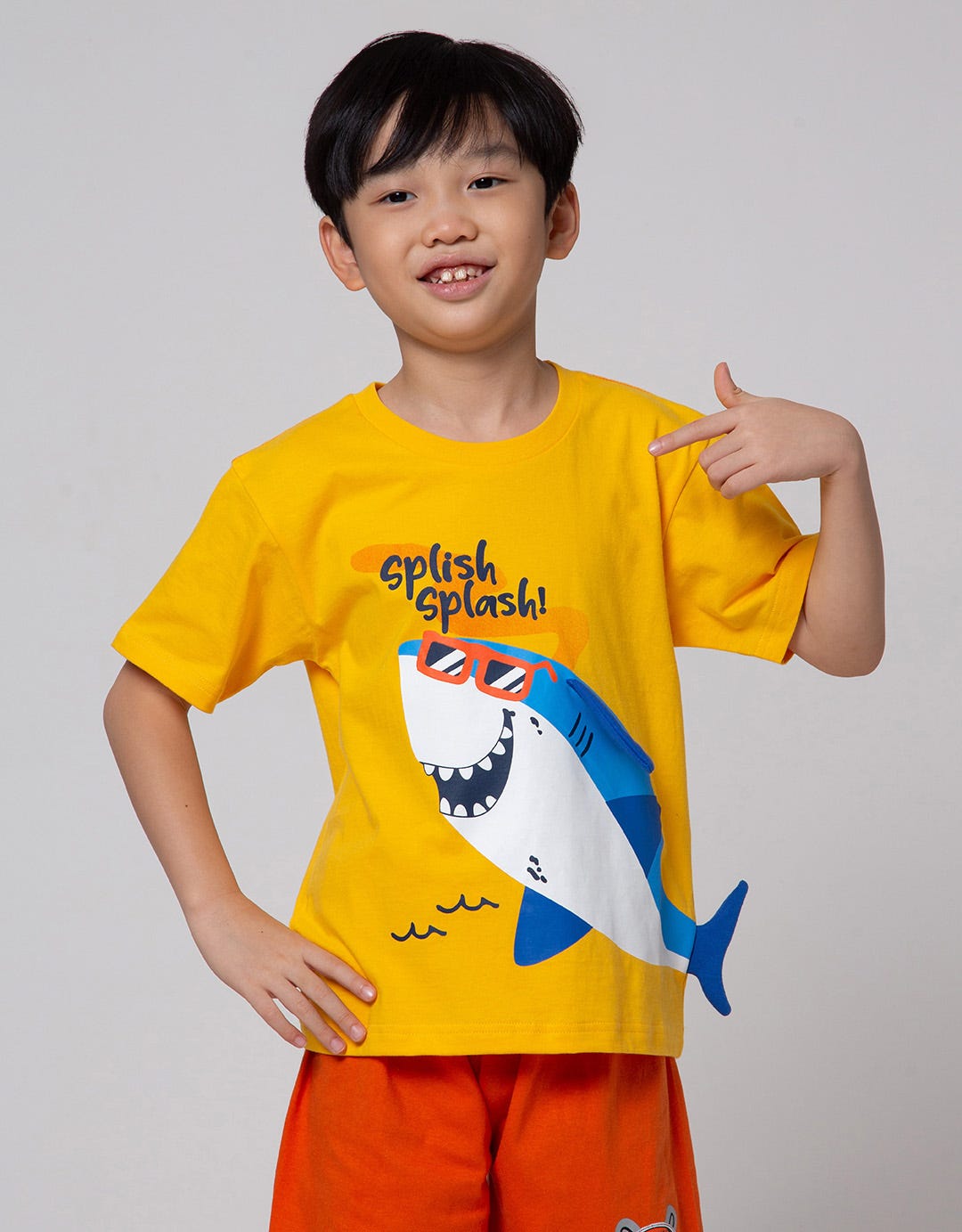 Little M Shark Splash Kaos Anak Laki-laki