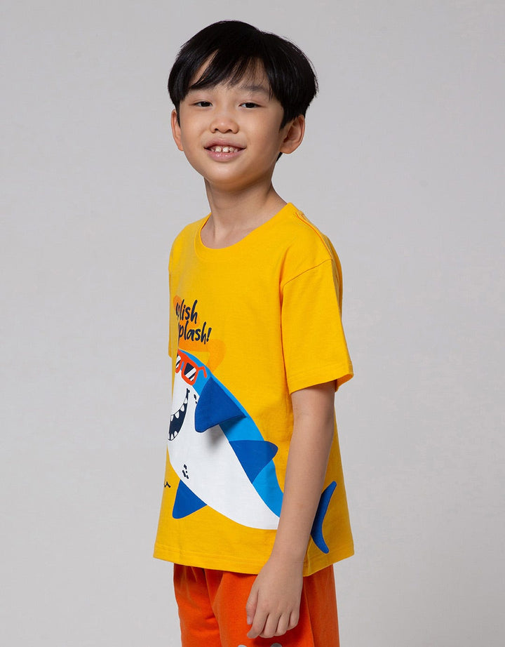Little M Shark Splash Kaos Anak Laki-laki